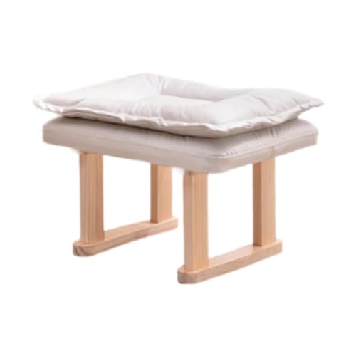 QQNQQ Fußhocker, Kleiner Fußhocker, Fußstütze mit Holzbeinen, dekorativer osmanischer Freizeithocker for Kinder for Wohnzimmer, Büro, Nachttisch, Heimcouch(White) von QQNQQ