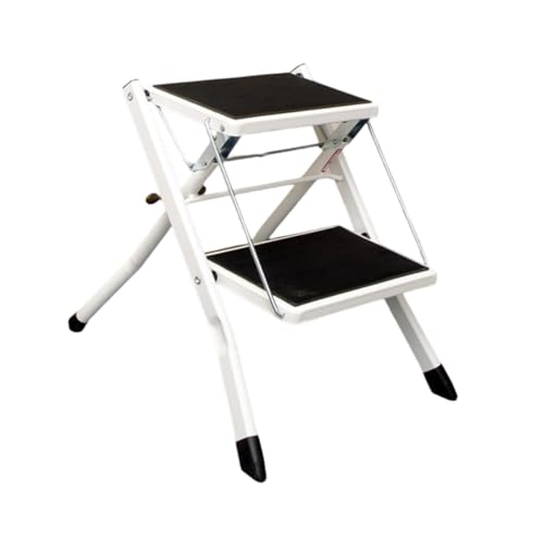 QQNQQ Fußhocker, Rutschfester Tritthocker aus Metall, Fußhocker aus Metall, rostbeständig, platzsparend, Kleiner Schrankhocker, Trittleiter for Reinigen von Gemälden(White) von QQNQQ