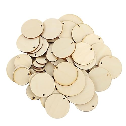 QQNQQ Holzscheiben, 10–50 Stück, unvollendete runde Kreise, mit Lochscheiben, blanke Bastelarbeiten(20mm) von QQNQQ