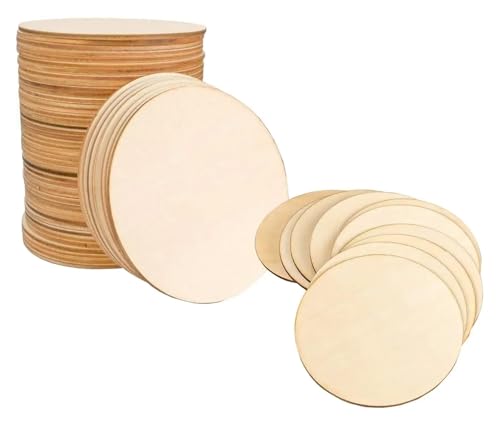 QQNQQ Holzscheiben, 2–100 Stück, runde, unbehandelte, 1–10 cm, DIY-Bastelarbeiten(50mm) von QQNQQ
