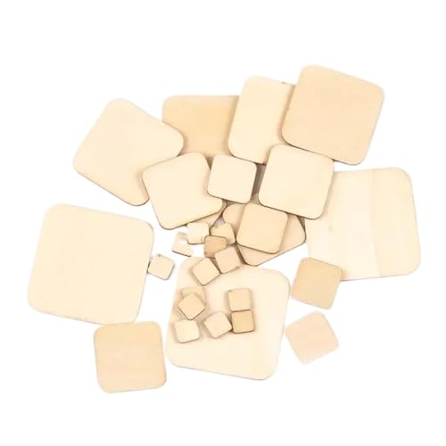 QQNQQ Holzscheiben, unbehandelte Holzstücke, Holzquadrate, Ausgeschnittene Fliesen, rustikales Bastelholz, 100 Stück, 20 mm von QQNQQ