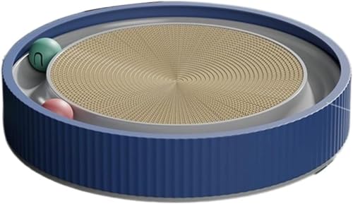QQNQQ Katzenkratzmatte, Katzenkratzbrett, Kratzmatte, rundes Kratzbrett mit Ball, Multifunktionsspielzeug, lustig, kann Nest for Katzen im Innenbereich ersetzen(Blue) von QQNQQ