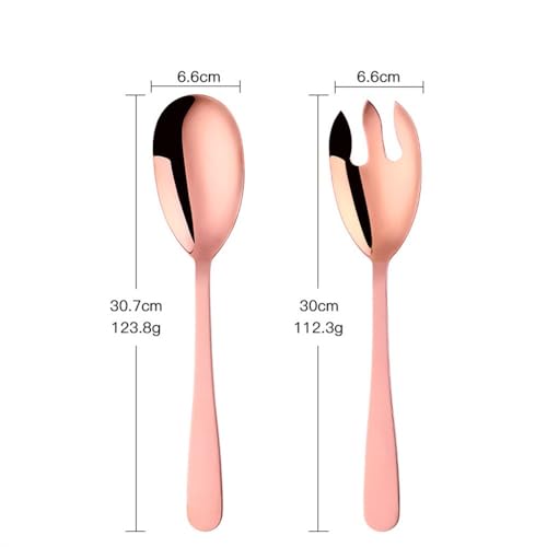 Reislöffel, Salatbesteck-Set, Salatlöffel und Gabel aus Edelstahl, verlängerte, dicke Universalgabel, Tischbuffetlöffel(Rose gold) von QQNQQ