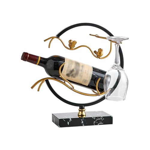 Rotweinregal, Weinregal, Tisch-Weinregal mit Glashalter, Theken-Weinhalter mit Marmorsockel, luxuriöser Doppelvogel-Weinflaschenständer aus Metall for die Hausbar und Küchendekor, Speisekammerbar Rotweinregal, Weinregal, Tisch-Weinregal mit Glashalter, Theken-Weinhalter mit Marmorsockel, luxuriöser Doppelvogel-Weinflaschenständer aus Metall for die Hausbar und Küchendekor, Speisekammerbar von QQNQQ