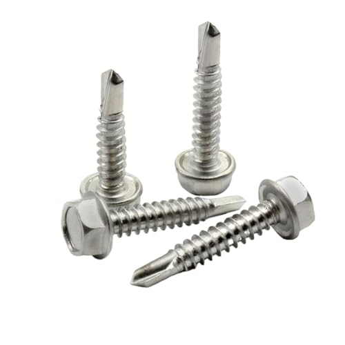 Schrauben- und Mutternsatz, Sechskantschrauben, Sechskantschrauben mit Kopf, Edelstahl 410, Außensechskantkopf, selbstbohrend, M4.2 M4.8, Befestigungswerkzeuge, Reparaturzubehör(M4.8 * 25mm) von QQNQQ