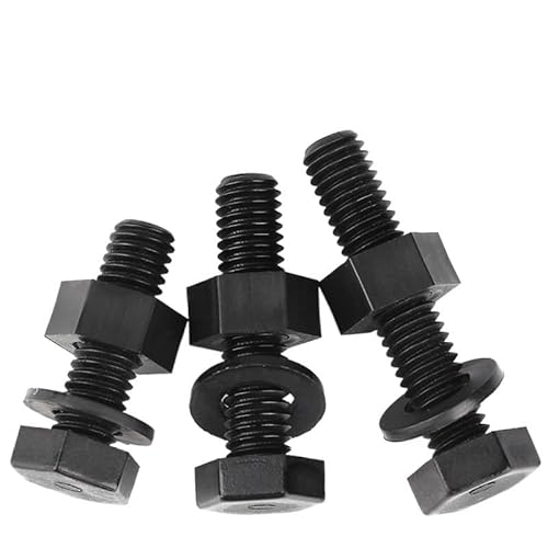 Schrauben- und Mutternsatz, Sechskantschrauben mit Kopf M3 M4 M5 M6 M8 M10 M12, schwarze äußere Sechskantschrauben aus Nylon, Dichtungen, isolierte Kunststoffkombination(M3*15mm) von QQNQQ