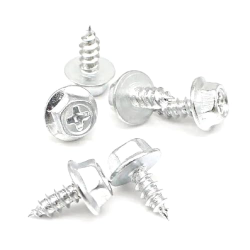 Schrauben- und Mutternsatz, Sechskantschrauben mit gezähntem Flansch, Flanschschraube, Sechskant-Haushaltsmaschine M3 M4 M5 M6, Kreuzschlitz, selbstschneidender Kopf, Kreuzschlitz, Innensechskant, wei von QQNQQ