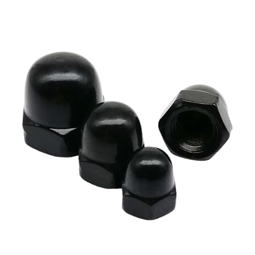 Sechskantmutter, Sechskantmuttern, Hutmutter, Muttern M3 M4 M5 M6 M8 M10 M12 Schwarz 304 A2-70 Edelstahl Sechskant-Hutmutterkappe Dekorative Abdeckung Kuppelmutter(M3) von QQNQQ