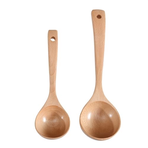 Suppenkelle, Küchenutensilien-Set mit 2 Holzkellen for Suppenlöffel, große Kelle, tiefe, Löffel-Set –, Servierlöffel, for Kochen, Kellenlöffel, leicht zu reinigen von QQNQQ