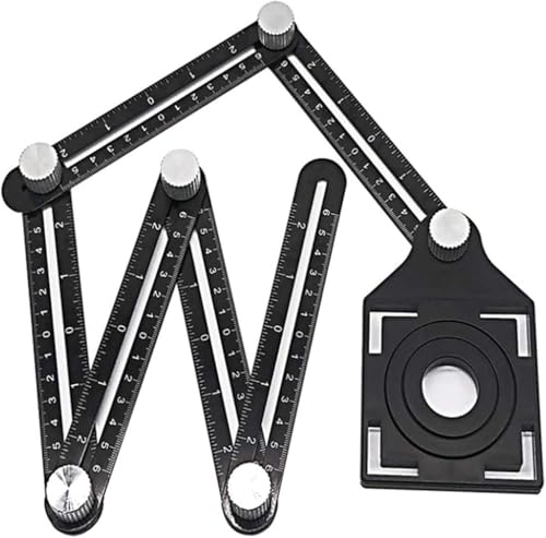 Winkelmesser, Winkellineal, mit Digitalanzeige for Wandfliesen und Bodenfliesen, Sechsfach-Lineal aus Aluminiumlegierung, Glas, universelles Perforationsartefakt, Fliesenöffnungssucher von QQNQQ