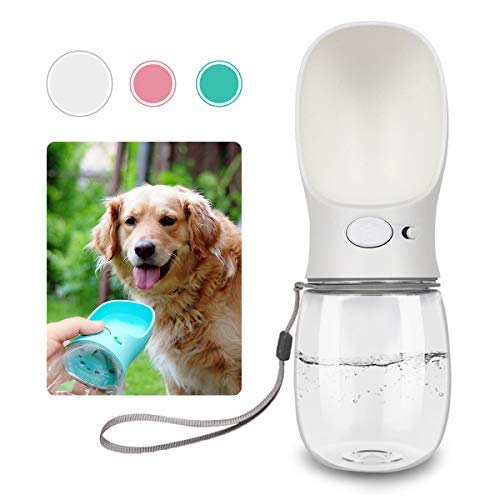 Wasserflasche für Hunde, zum Spazierengehen, tragbar, für Hunde und Katzen, 340 ml, 540 ml, BPA-frei, auslaufsicher, lebensmittelecht (340 ml), elegantes Weiß von QQPETS