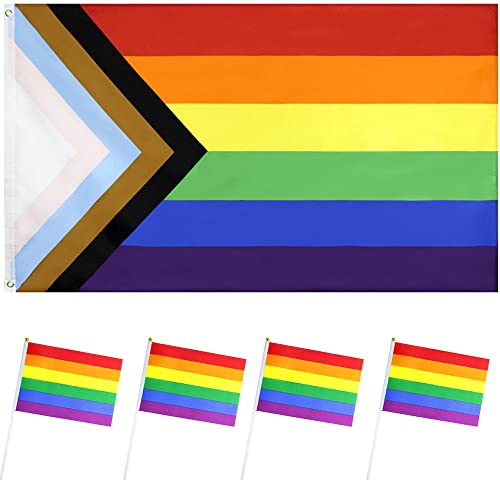 5 Stück Progress Pride Rainbow Flag, Homosexuell Flaggen, Rainbow Flag, Homosexuell Stolz Flagge, Regenbogenfahne, Regenbogen Homosexuell Stolz Flagge, Für Den Innen- Und Außenbereich 5 Stück Progress Pride Rainbow Flag, Homosexuell Flaggen, Rainbow Flag, Homosexuell Stolz Flagge, Regenbogenfahne, Regenbogen Homosexuell Stolz Flagge, Für Den Innen- Und Außenbereich von Bssowe