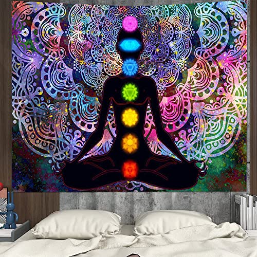 Yoga Mandala Wandteppich, Bunter Sieben Chakra Wandteppich Mit Installationskit, Für Schlafzimmer Wohnzimmer Wohnheim, Studio Zimmer Dekor Yoga Mandala Wandteppich, Bunter Sieben Chakra Wandteppich Mit Installationskit, Für Schlafzimmer Wohnzimmer Wohnheim, Studio Zimmer Dekor von Bssowe