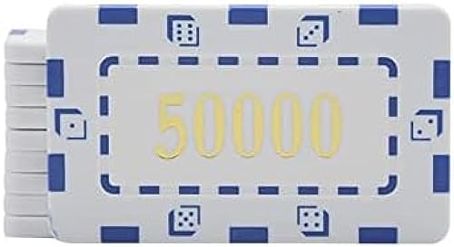 N/A Bronzing Denominiertes rechteckiges Pokerchip-Set – Kunststoff-Metallchip für Blackjack-Glücksspiel-Club-Zubehör, nach Wert 50.000 von QQWanWan