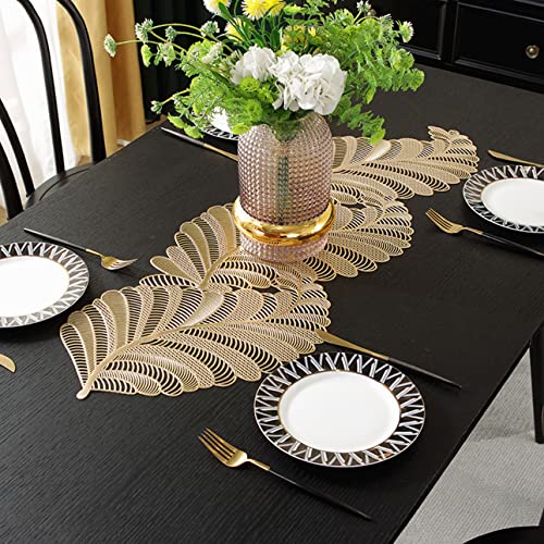 QQY Blatt geformte Tischsets PVC Hohl Tischläufer rutschfeste dekorative Tischmatten Tischset Für Home Party Küche Essen Hochzeit Dekor (Gold-2) von QQY