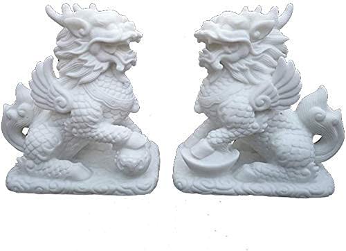 QQYDZSW for Büro, Garten, Familienzimmer, abstrakte Ornamente, Figuren, Kunst, EIN Paar steinerne Wächterstatuen Qilin/Chi Lin Kylin for Zuhause und Büro. Bestes Feng Shui-Dekor von QQYDZSW