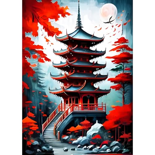 QQYRHN 5D Architektur Diamond Painting Kit für Erwachsene Anfänger Pagode Diamant Kunst Kits Vollständiges DIY Chinesischer Stil Diamantstickerei-Set Perfekt zur Entspannung und Dekoration 30x40 cm von QQYRHN