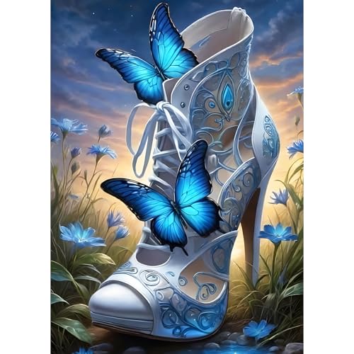 QQYRHN 5D Stöckelschuhe Diamond Painting Kit für Erwachsene Anfänger Schmetterling Diamant Kunst Kits Vollständiges DIY Fantasie Diamantstickerei-Set Perfekt zur Entspannung und Dekoration 30x40 cm von QQYRHN