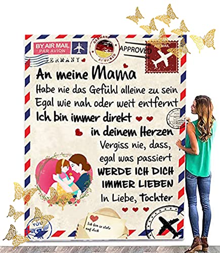 QQYXCA Kuscheldecke Flauschig,An Meine Mama Decke Geschenke für Mütter,Nachricht Briefdecke Mit Namen für Mama Weich Decke Super Weiche Flanell Tv-Decken Weihnachten Geschenke Schmetterling schicken von QQYXCA