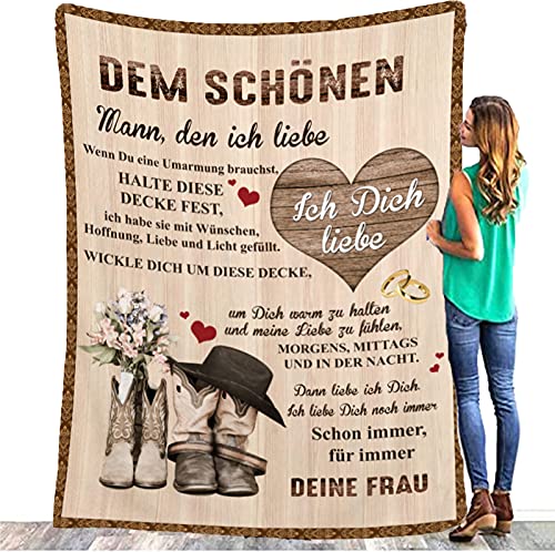 Kuscheldecke Personalisierte, An Meine Ehemann Personalisierte Nachricht Brief Decke, Microfaser, weich, warm, Plüsch-Fleece, leicht, für Bett, Couch, Wohnzimmer, Geburtstag,Weihnachten von QQYXCA