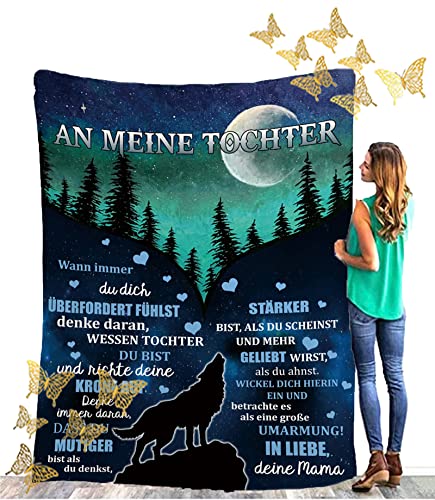 QQYXCA An Meine Tochter Decke,Kuscheldecke Personalisierte Geschenke,Flanell Microfaser Tochter Fleecedecke Personalisierte Luftpostbrief Gedruckte Decke,Geschenk Decke Deutsch von QQYXCA