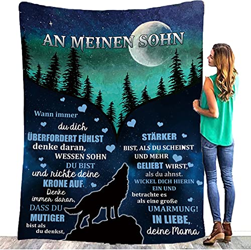 QQYXCA Personalisierte Flanell Briefdecke - An Meine Sohn Decke Von Mama, Super Weiche Decke, Luftpost Decke Positiv Ermutigen Sie Ihre Sohn,Geschenke Für Geburtstag Graduierung von QQYXCA