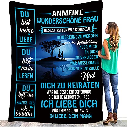 kuscheldecke Personalisierte, An Meine Ehefrau Personalisierte Nachricht Brief Decke, Microfaser, weich, warm, Plüsch-Fleece, leicht, für Bett, Couch, Wohnzimmer, Geburtstag,Weihnachten von QQYXCA