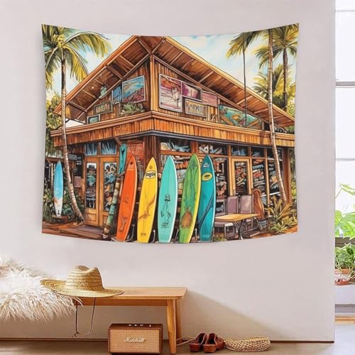 QQZNFTBVF Beach Shop 3D Printing Tapestry for Living Room Bedroom Decorations Wall Hanging Home Decor Poster 150cmx200cm von QQZNFTBVF