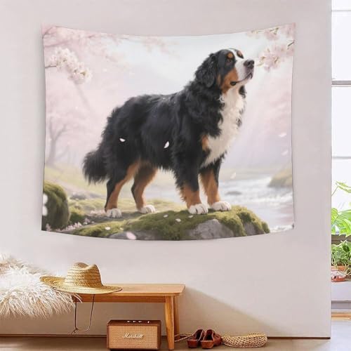 QQZNFTBVF Bernese Mountain Dog 3D Printing Tapestry for Living Room Bedroom Decorations Wall Hanging Home Decor Beach Blanket 180cmx230cm von QQZNFTBVF