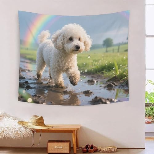 QQZNFTBVF Bichon Frise 3D Printing Tapestry for Living Room Bedroom Decorations Wall Hanging Home Decor Bedding 180cmx230cm von QQZNFTBVF