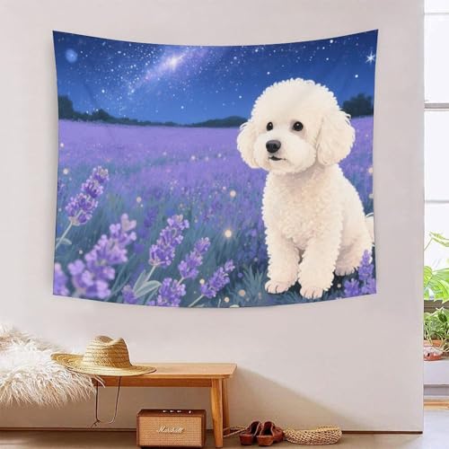 QQZNFTBVF Bichon Frise 3D Printing Tapestry for Living Room Bedroom Decorations Wall Hanging Home Decor Poster 180cmx230cm von QQZNFTBVF