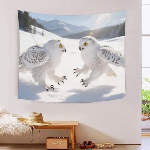 QQZNFTBVF Búho De Nieve 3D Printing Tapestry for Living Room Bedroom Decorations Wall Hanging Home Decor Meditation Blanket 180cmx230cm von QQZNFTBVF