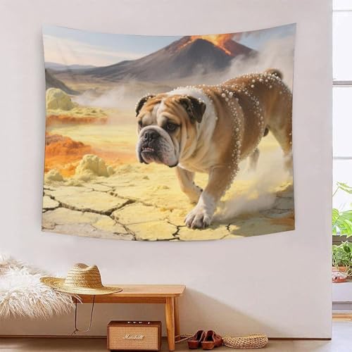 QQZNFTBVF Bulldog 3D Printing Tapestry for Living Room Bedroom Decorations Wall Hanging Home Decor Poster 130cmx150cm von QQZNFTBVF