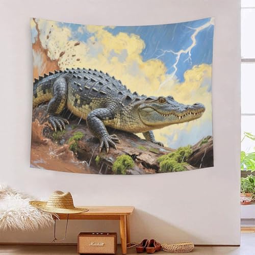 QQZNFTBVF Crocodile 3D Printing Tapestry for Living Room Bedroom Decorations Wall Hanging Home Decor Poster 150cmx200cm von QQZNFTBVF