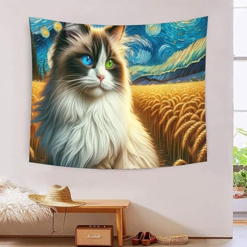 QQZNFTBVF Cute Cat 3D Printing Tapestry for Living Room Bedroom Decorations Wall Hanging Home Decor Poster 70cmx100cm von QQZNFTBVF