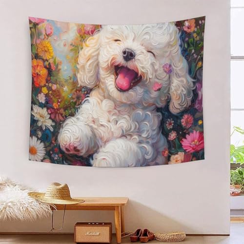QQZNFTBVF Cute Puppy 3D Printing Tapestry for Living Room Bedroom Decorations Wall Hanging Home Decor Poster 100cmx150cm von QQZNFTBVF