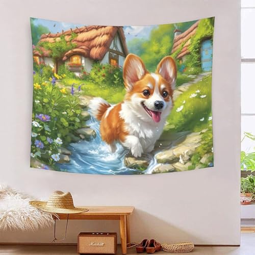 QQZNFTBVF Cute Puppy 3D Printing Tapestry for Living Room Bedroom Decorations Wall Hanging Home Decor Poster 150cmx200cm von QQZNFTBVF