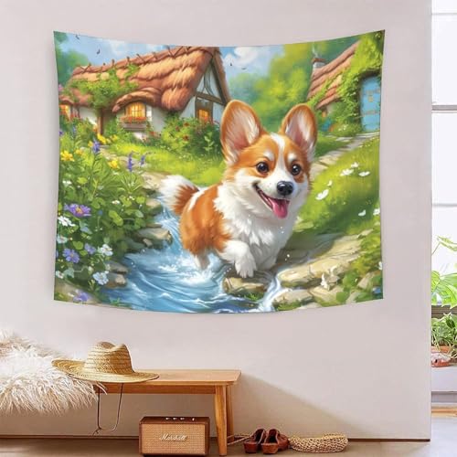 QQZNFTBVF Cute Puppy 3D Printing Tapestry for Living Room Bedroom Decorations Wall Hanging Home Decor Poster 180cmx230cm von QQZNFTBVF
