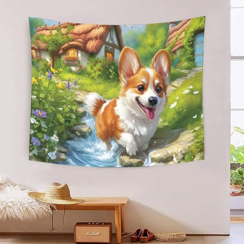 QQZNFTBVF Cute Puppy 3D Printing Tapestry for Living Room Bedroom Decorations Wall Hanging Home Decor Poster 70cmx100cm von QQZNFTBVF