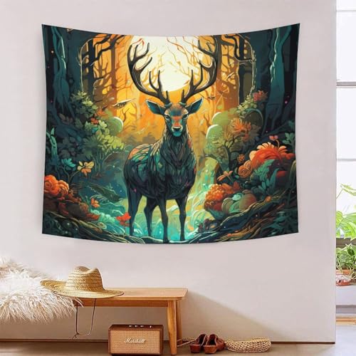 QQZNFTBVF Elk 3D Printing Tapestry for Living Room Bedroom Decorations Wall Hanging Home Decor Wall Tapestries 130cmx150cm von QQZNFTBVF