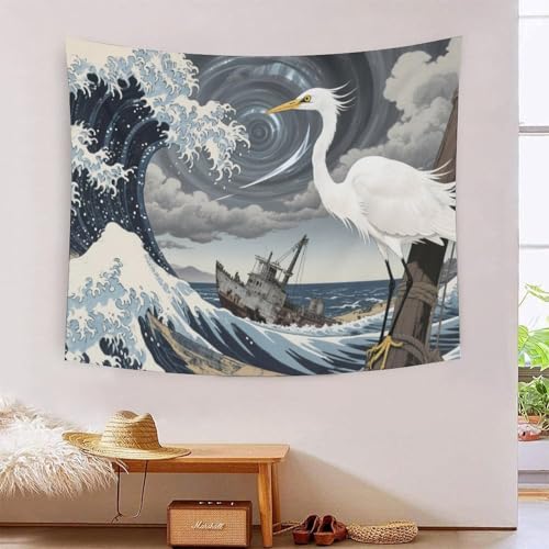 QQZNFTBVF Heron 3D Printing Tapestry for Living Room Bedroom Decorations Wall Hanging Home Decor Bedding 70cmx100cm von QQZNFTBVF