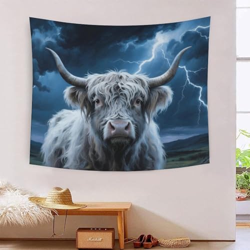 QQZNFTBVF Highland Cattle 3D Printing Tapestry for Living Room Bedroom Decorations Wall Hanging Home Decor Poster 130cmx150cm von QQZNFTBVF