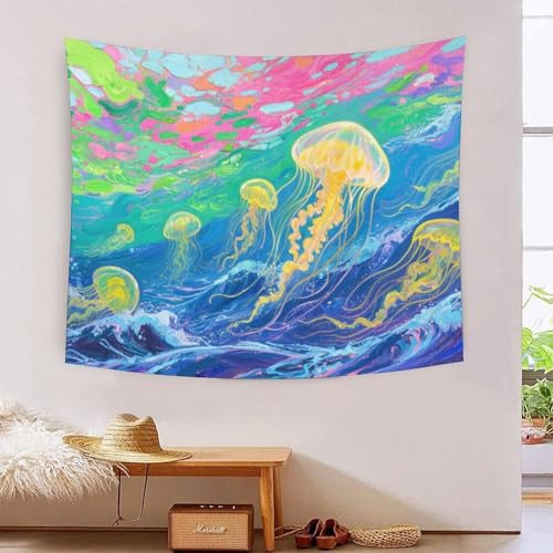 QQZNFTBVF Jellyfish 3D Printing Tapestry for Living Room Bedroom Decorations Wall Hanging Home Decor Poster 180cmx230cm von QQZNFTBVF