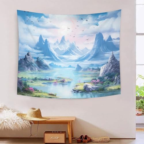 QQZNFTBVF Lakes And Snowy Mountains 3D Printing Tapestry for Living Room Bedroom Decorations Wall Hanging Home Decor Poster 180cmx230cm von QQZNFTBVF
