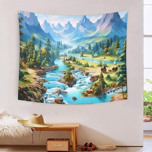 QQZNFTBVF Lakes And Snowy Mountains 3D Printing Tapestry for Living Room Bedroom Decorations Wall Hanging Home Decor Poster 70cmx100cm von QQZNFTBVF