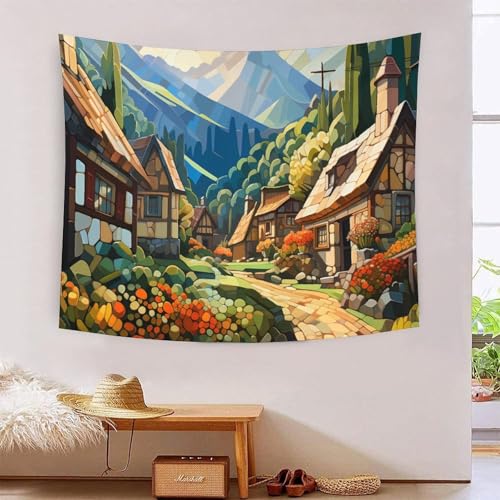 QQZNFTBVF Mountain Village Cottage 3D Printing Tapestry for Living Room Bedroom Decorations Wall Hanging Home Decor Wall Decor Blanket 70cmx100cm QQZNFTBVF Mountain Village Cottage 3D Printing Tapestry for Living Room Bedroom Decorations Wall Hanging Home Decor Wall Decor Blanket 70cmx100cm von QQZNFTBVF