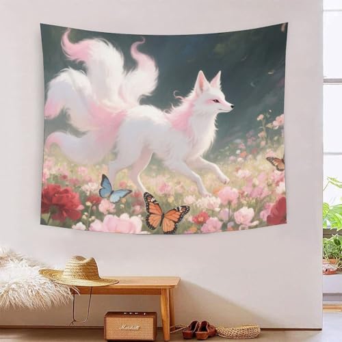 QQZNFTBVF Nine-tailed Fox 3D Printing Tapestry for Living Room Bedroom Decorations Wall Hanging Home Decor Poster 150cmx200cm von QQZNFTBVF