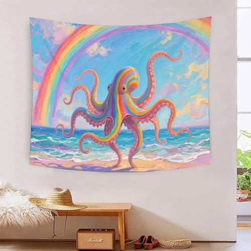 QQZNFTBVF Octopus 3D Printing Tapestry for Living Room Bedroom Decorations Wall Hanging Home Decor Poster 100cmx150cm von QQZNFTBVF