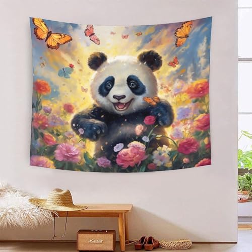 QQZNFTBVF Oil Painting Panda 3D Printing Tapestry for Living Room Bedroom Decorations Wall Hanging Home Decor Bedding 130cmx150cm von QQZNFTBVF