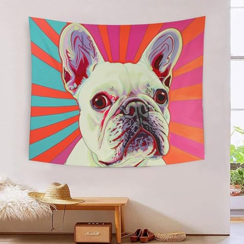 QQZNFTBVF Pet French Bulldog 3D Printing Tapestry for Living Room Bedroom Decorations Wall Hanging Home Decor Bedding 130cmx150cm von QQZNFTBVF